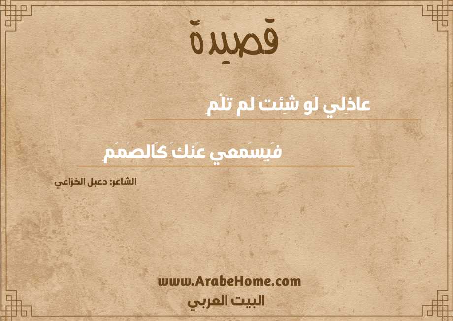 عاذِلي لَو شِئتَ لَم تَلُمِ