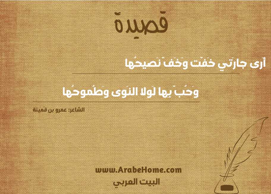 أَرى جارَتي خَفَّت وَخَفَّ نَصيحُها