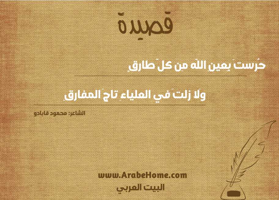 حُرستَ بِعينِ اللّه مِن كلّ طارقٍ