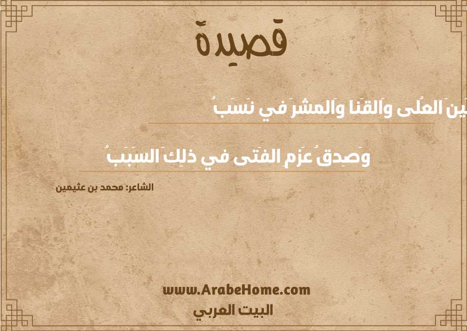 بَينَ العُلى وَالقَنا وَالمشرَ في نَسَبُ