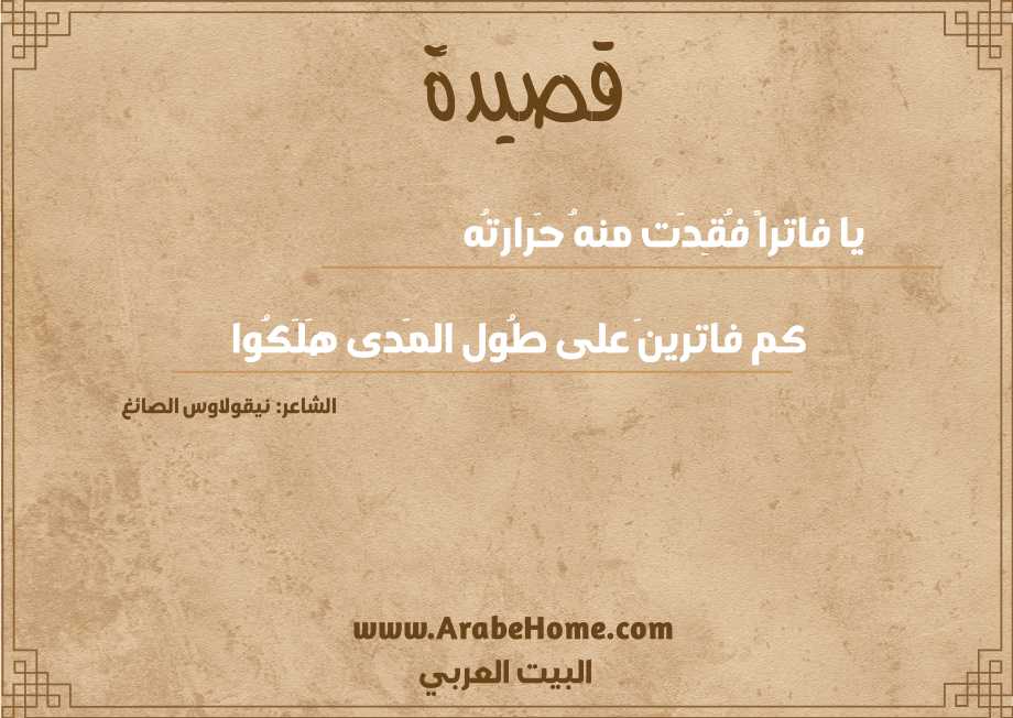 يا فاتراً فُقِدَت منهُ حَرارتُه