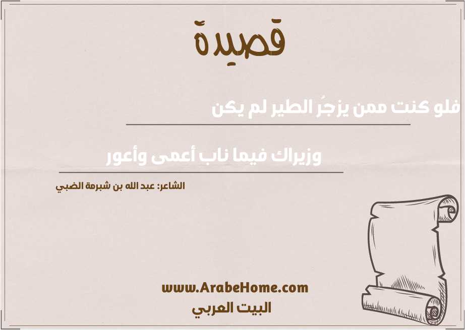 فلو كنت ممن يزجُر الطير لم يكن