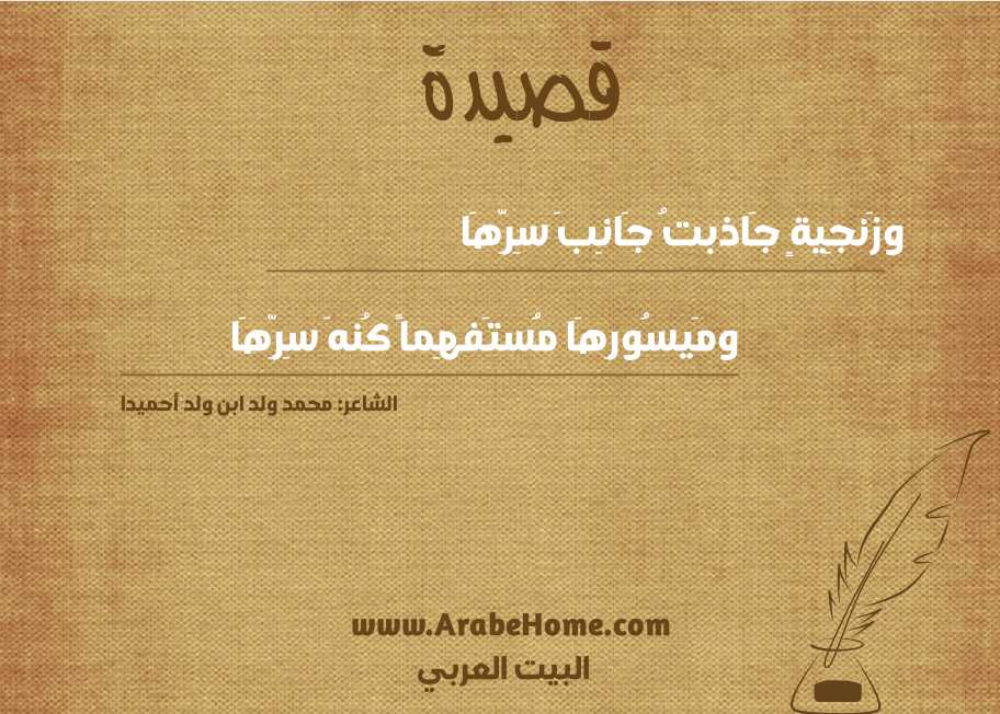 وزَنجِيةٍ جَاذبتُ جَانِبَ سِرِّهَا
