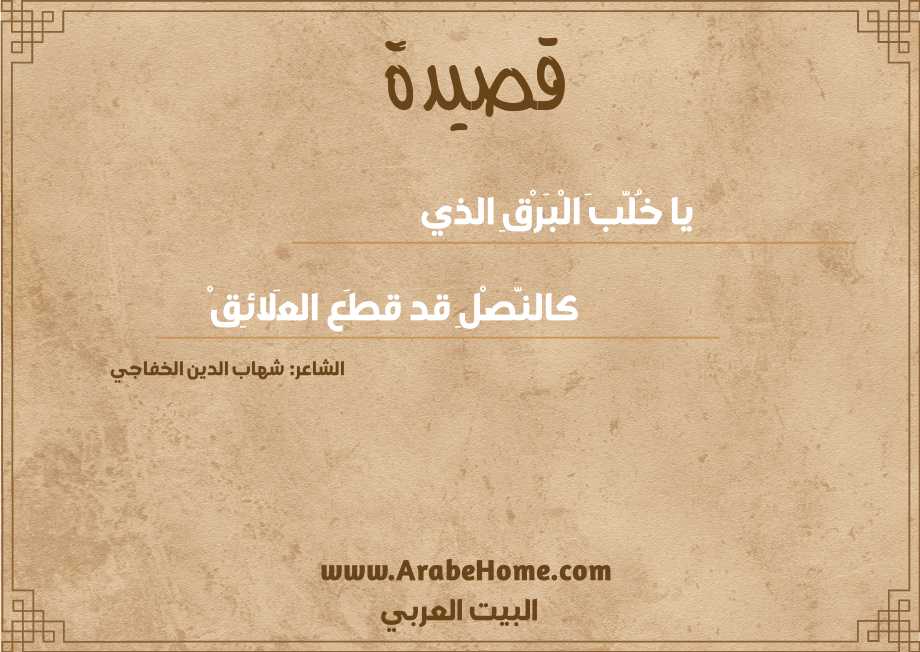 يا خُلَّبَ الْبَرْقِ الذي