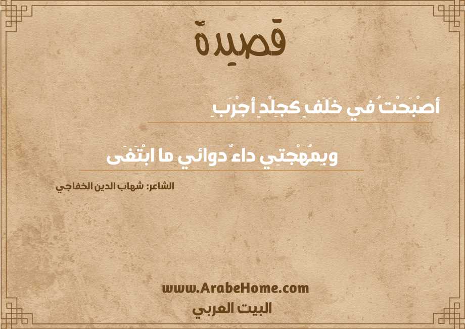 أصْبَحْتُ في خَلَفٍ كجِلْدٍ أجْرَبِ