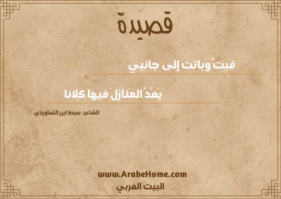 فَبِتُّ وَباتَت إِلى جانِبي