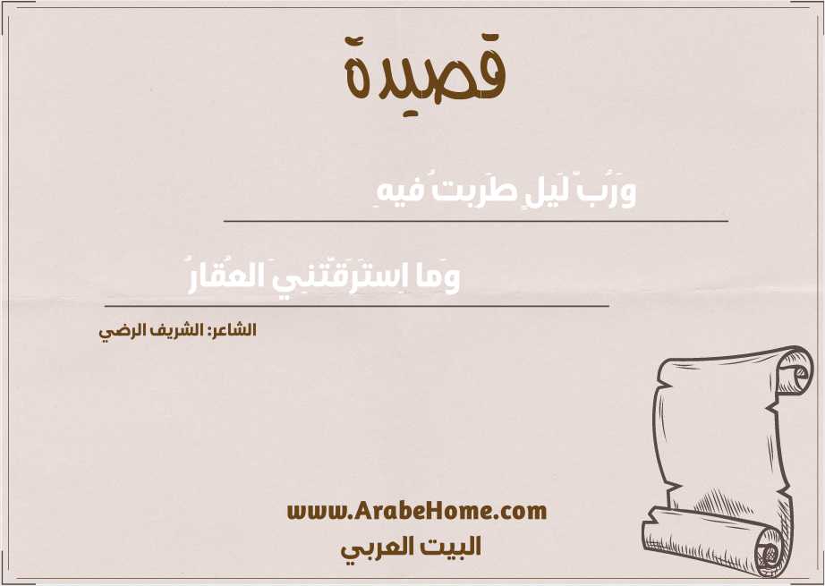 وَرُبَّ لَيلٍ طَرِبتُ فيهِ