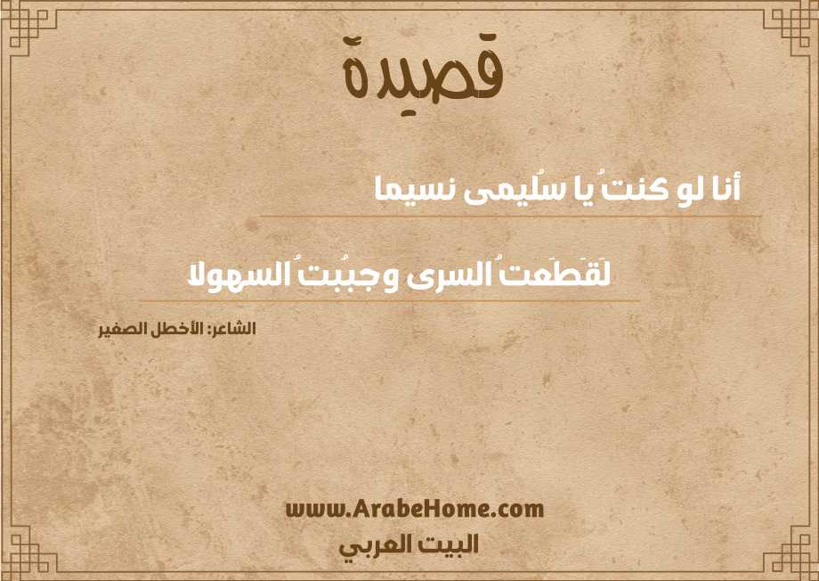 أنا لو كنتُ يا سُليمى نسيما