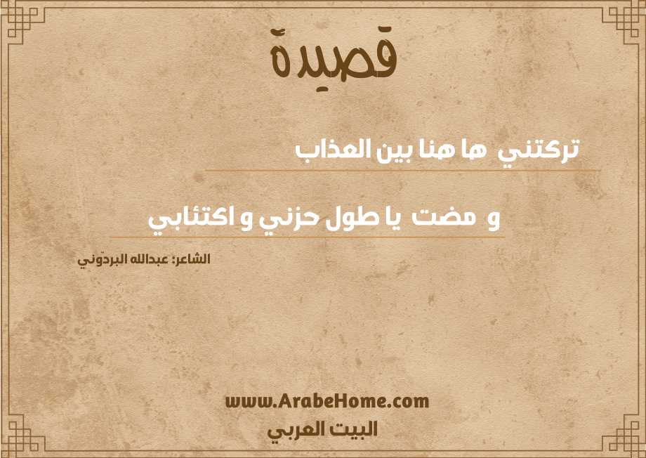 قصيدة تـركـتني  هـا هـنا بـين الـعذاب     