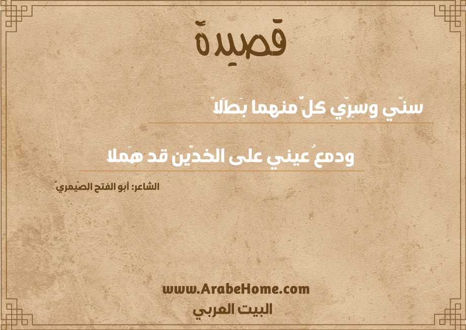 قصيدة سنّي وسِرّي كلٌّ منهما بَطَلاً