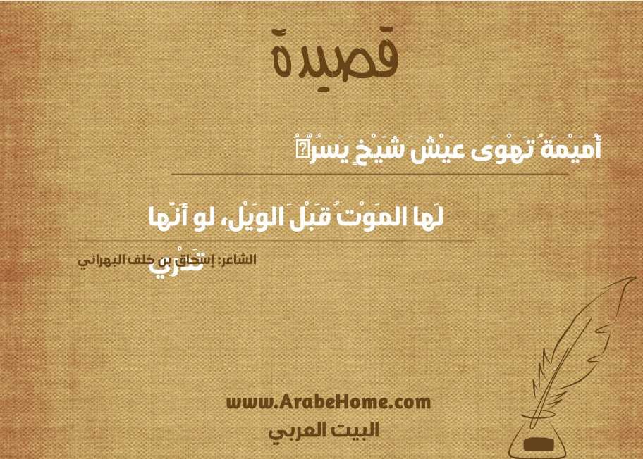 قصيدة أُمَيْمَةُ تَهْوَى عَيْشَ شَيْخٍ يَسُرُّهُ 