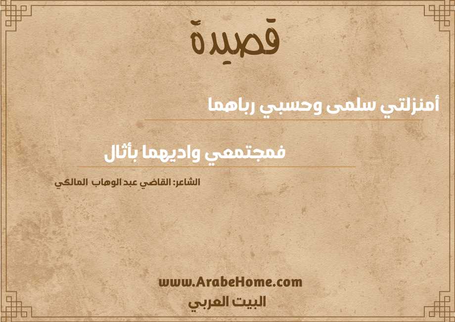 أمنزلتي سلمى وحسبي رباهما  