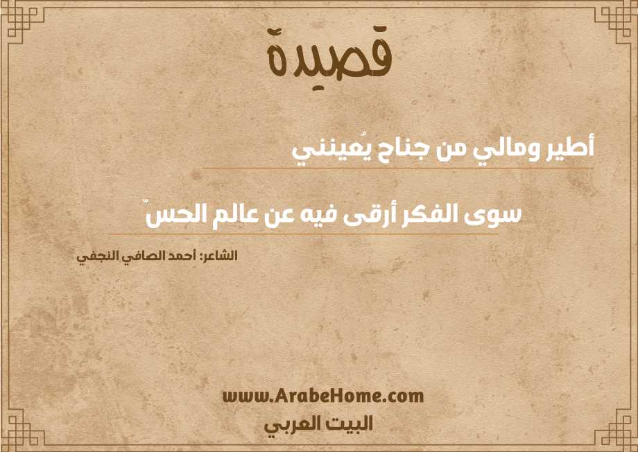 أطير ومالي من جناح يُعينني