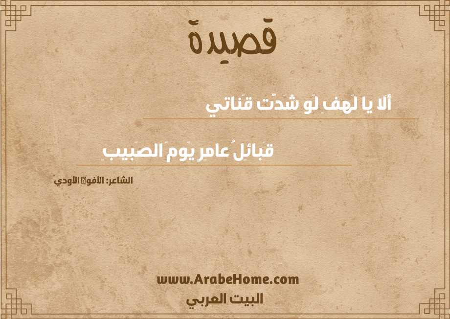 أَلا يا لَهفِ لَو شَدَّت قَناتي