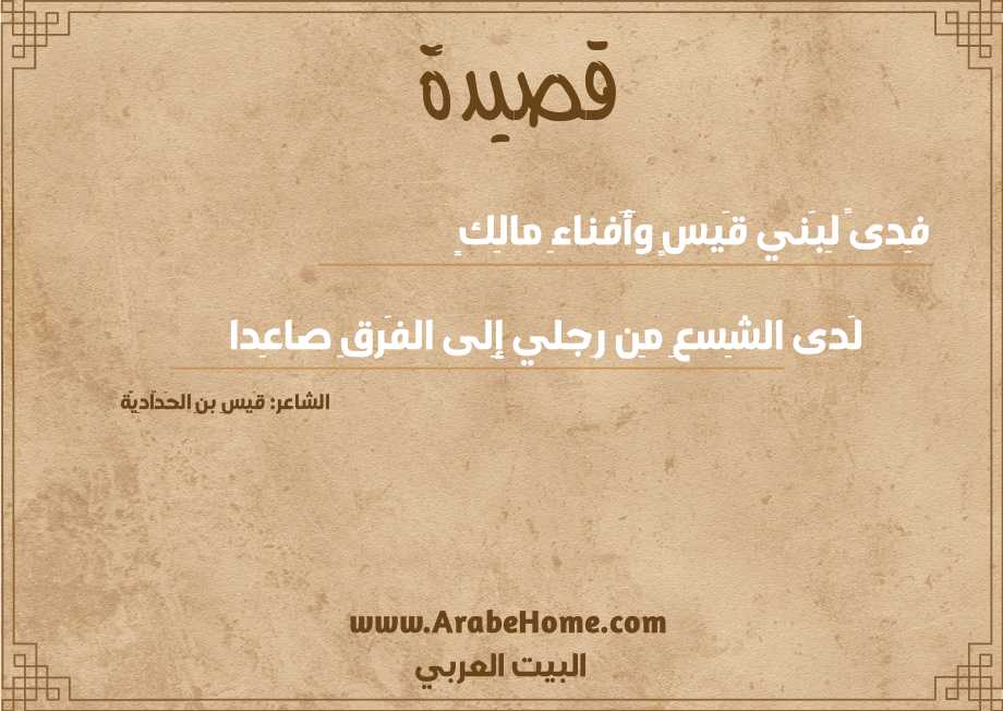 فِدىً لِبَني قَيسٍ وَأَفناءِ مالِكٍ