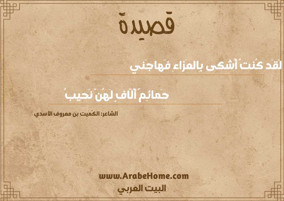 لَقَد كُنتُ أُشكى بِالعَزاءِ فَهاجَني