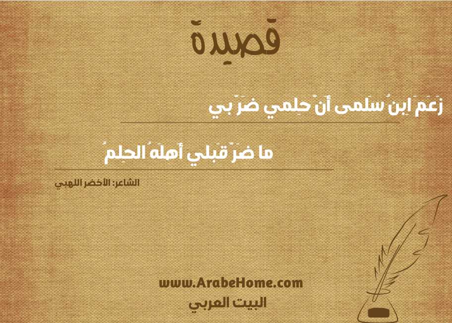 زَعَمَ اِبنُ سَلمى أَنَّ حِلمي ضَرَّ بي