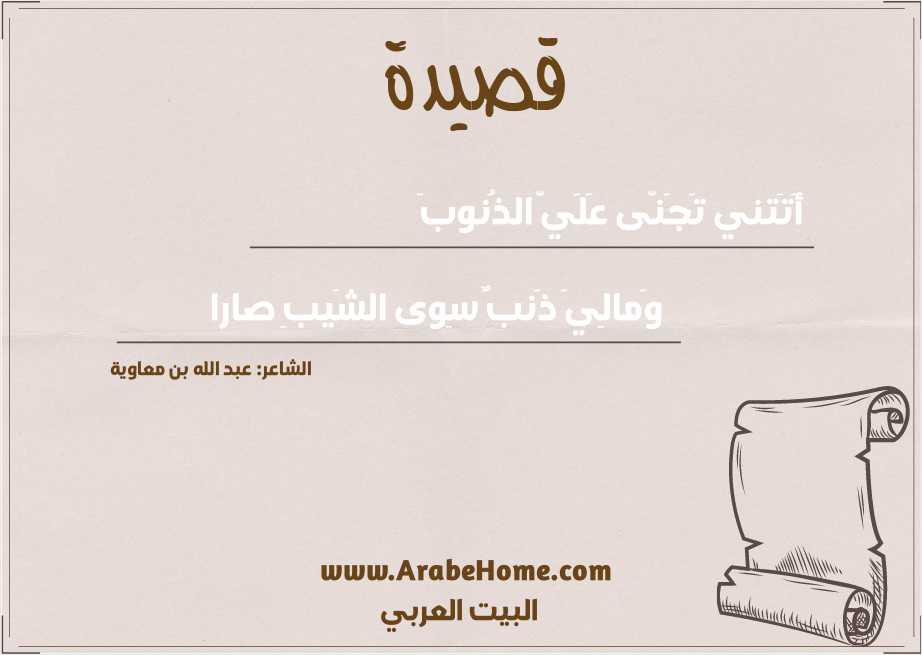 أَتَتني تَجَنّى عَلَيَّ الذُنوبَ