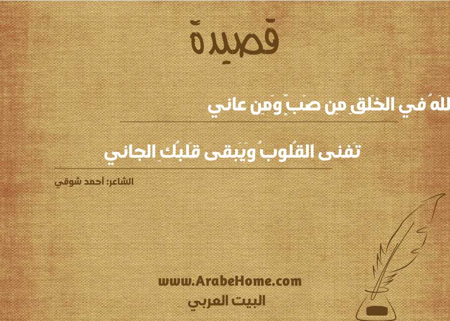 اللَهُ في الخَلقِ مِن صَبٍّ وَمِن عاني