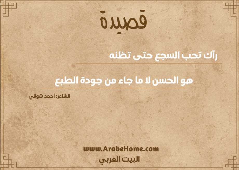 رآك تحب السجع حتى تظنه