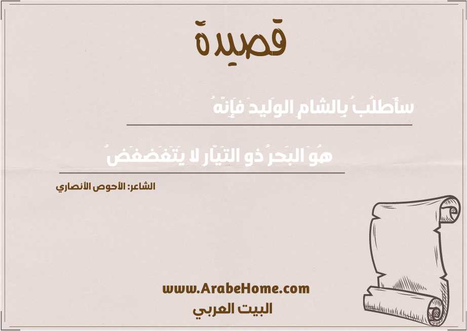 قصيدة سأَطلُبُ بِالشامِ الوَليدَ فَإِنَّهُ
