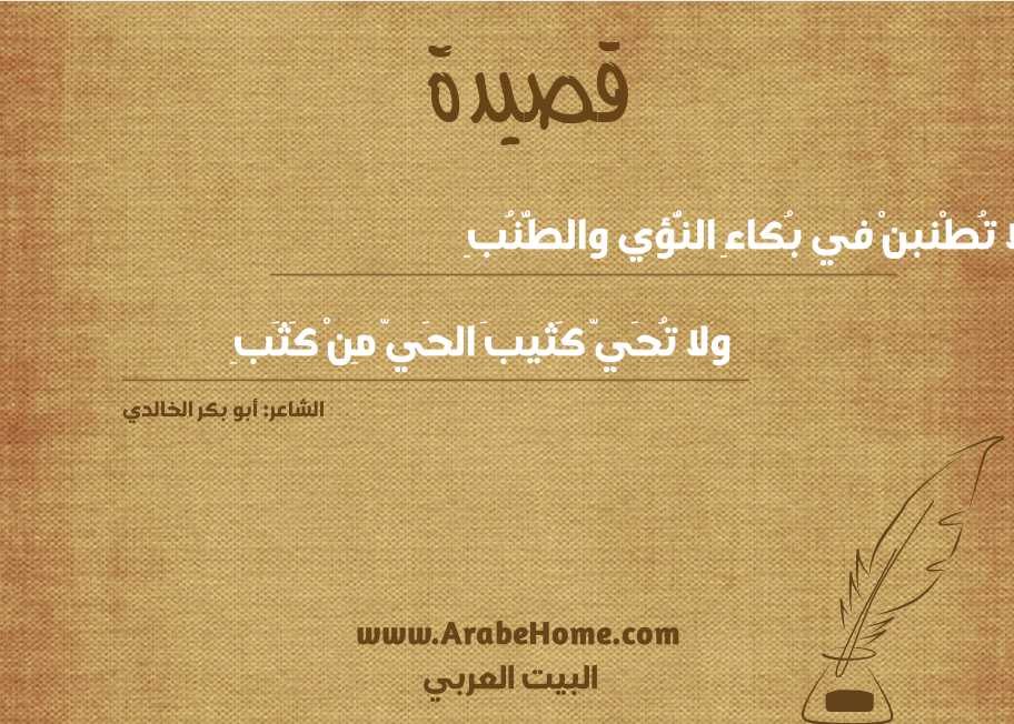 لا تُطْنبنْ في بُكاءِ النُّؤي والطُّنُبِ