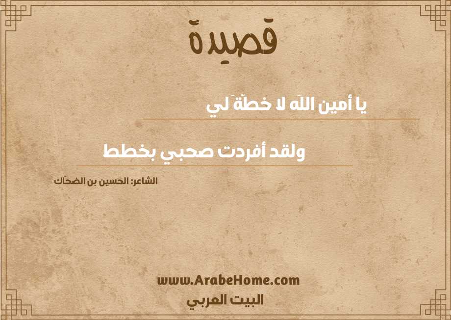 يا أمين اللَه لا خطّةَ لي