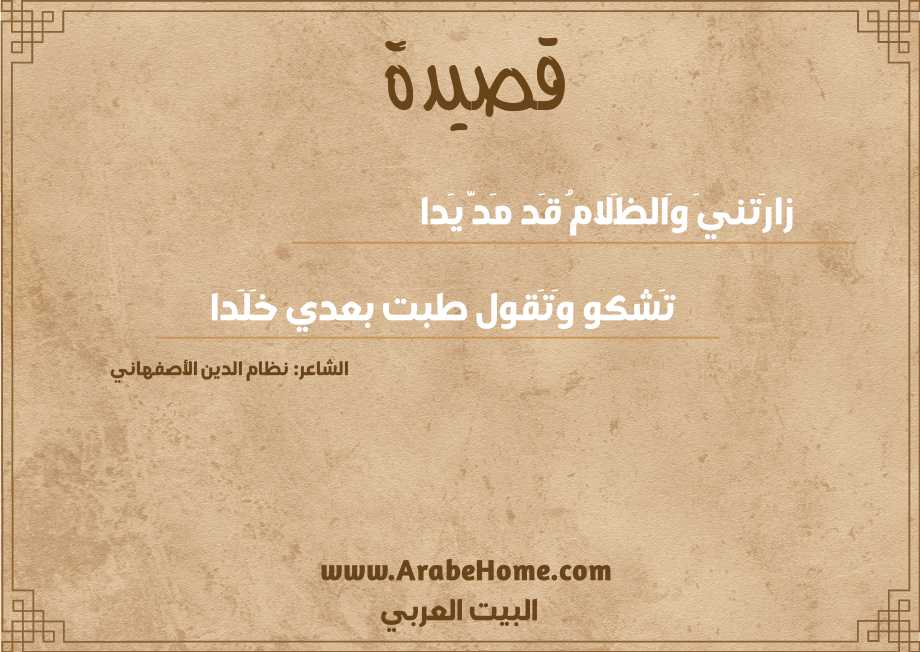 زارَتنيَ وَالظَلامُ قَد مَدَّ يَدا