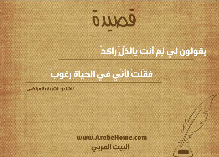 يَقولونَ لي لِمْ أَنتَ بِالذُّلِّ راكدٌ