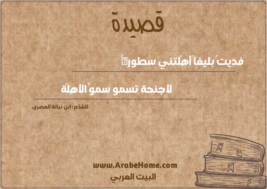 فديتُ بليغاً أهَّلتني سطورهُ