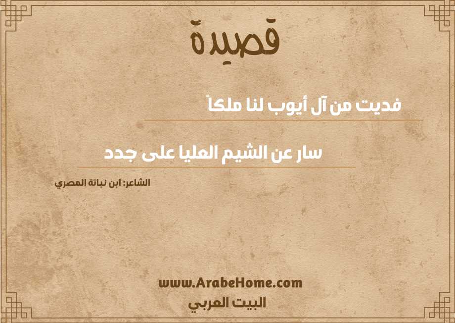 فديت من آل أيوب لنا ملكاً