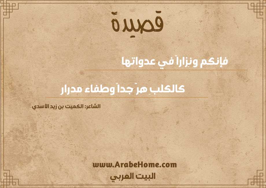 فإنكم ونِزاراً في عدواتها