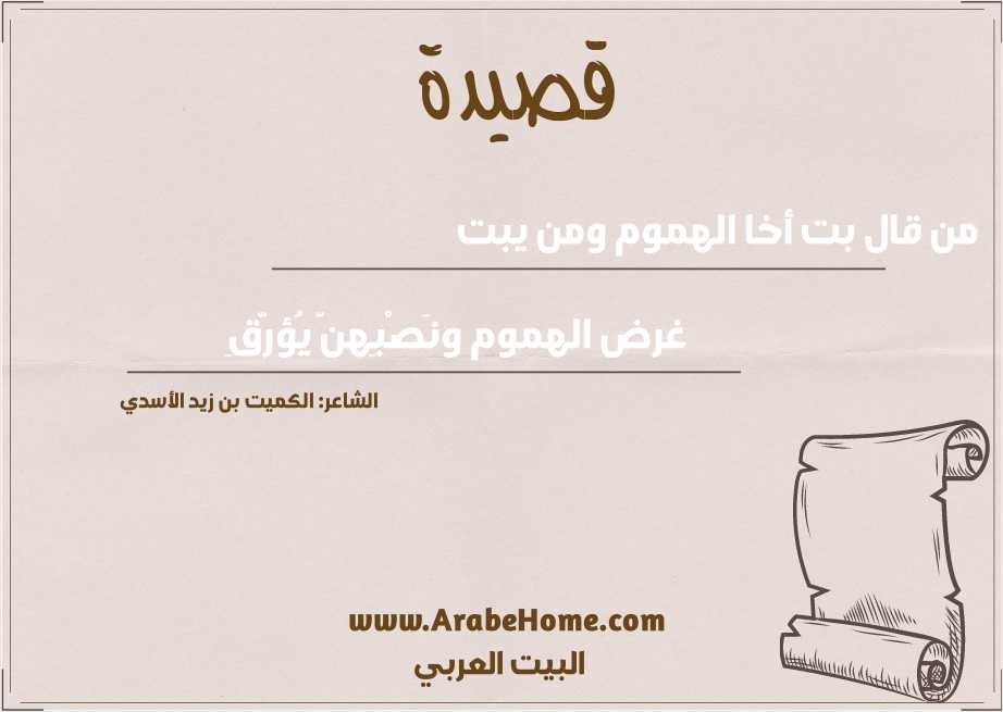 من قال بت أخا الهموم ومن يبت