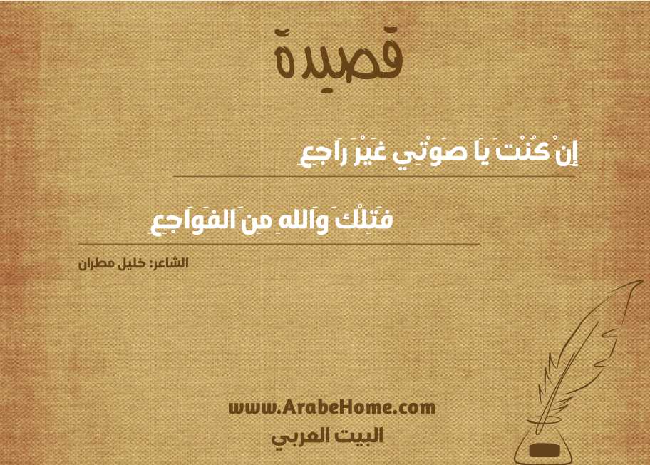 إِنْ كُنْتَ يَا صَوْتِي غَيْرَ رَاجِعِ