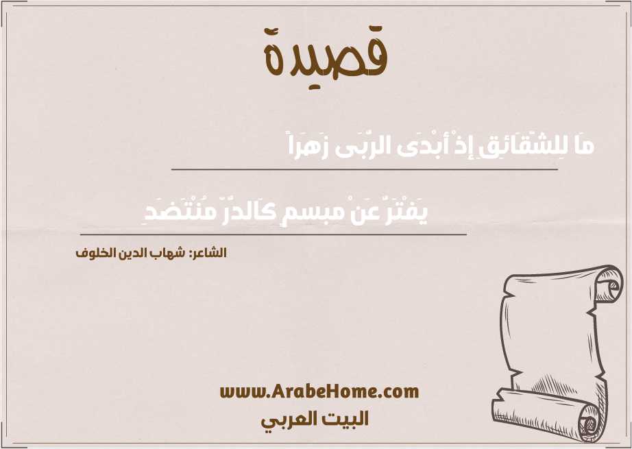 مَا لِلشَّقَائِقِ إذْ أبْدَى الرُّبَى زَهَراً