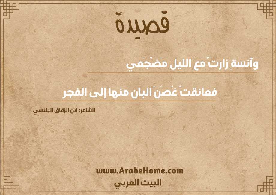 وآنسةٍ زارتْ معَ الليلِ مَضْجَعي