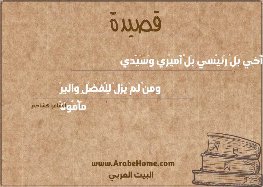 قصيدة أَخِي بَلْ رَئِيْسِي بَلْ أَمِيْرِي وَسَيِّدِي