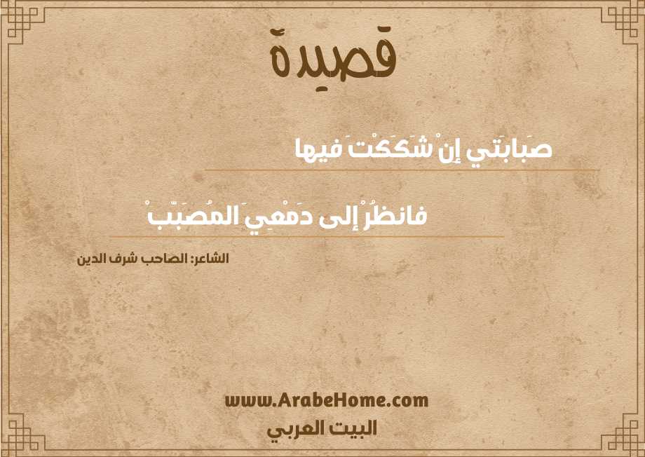 قصيدة صَبابَتي إِنْ شَكَكْتَ فيها