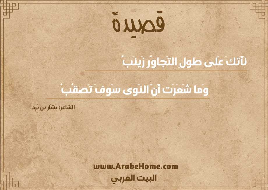 قصيدة نَأَتكَ عَلى طولِ التَجاوُرِ زَينَبُ