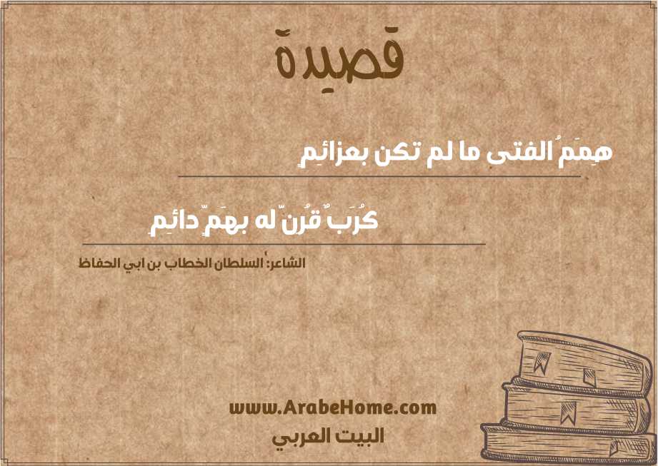 هِمَمُ الفتى ما لم تكن بعزائِمٍ
