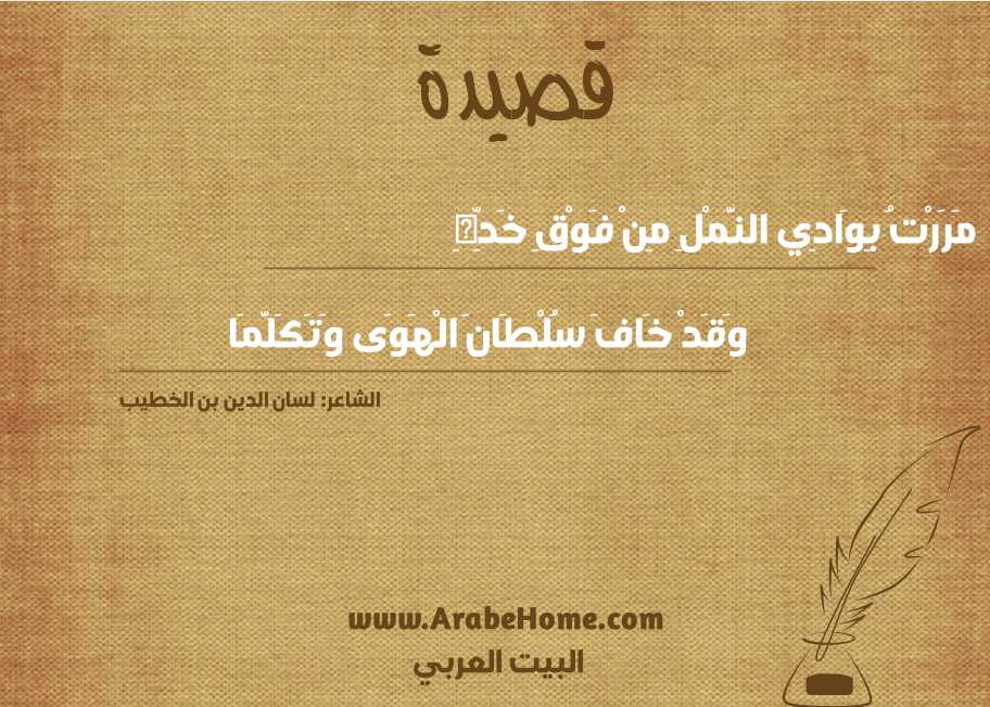مَرَرْتُ بِوَادِي النَّمْلِ مِنْ فَوْقِ خَدِّهِ
