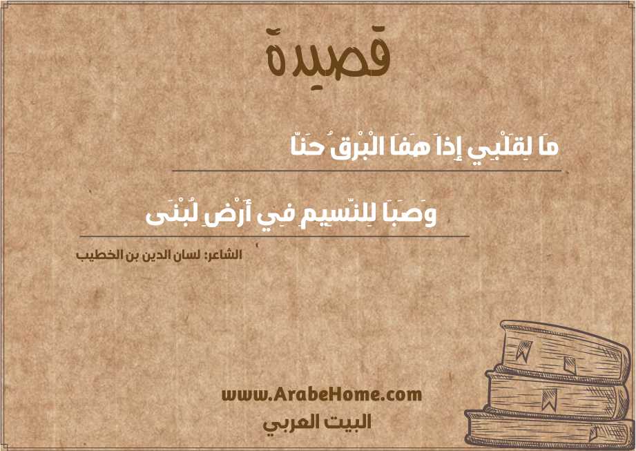 مَا لِقَلْبِي إِذاَ هَفَا الْبْرقُ حَنَّا