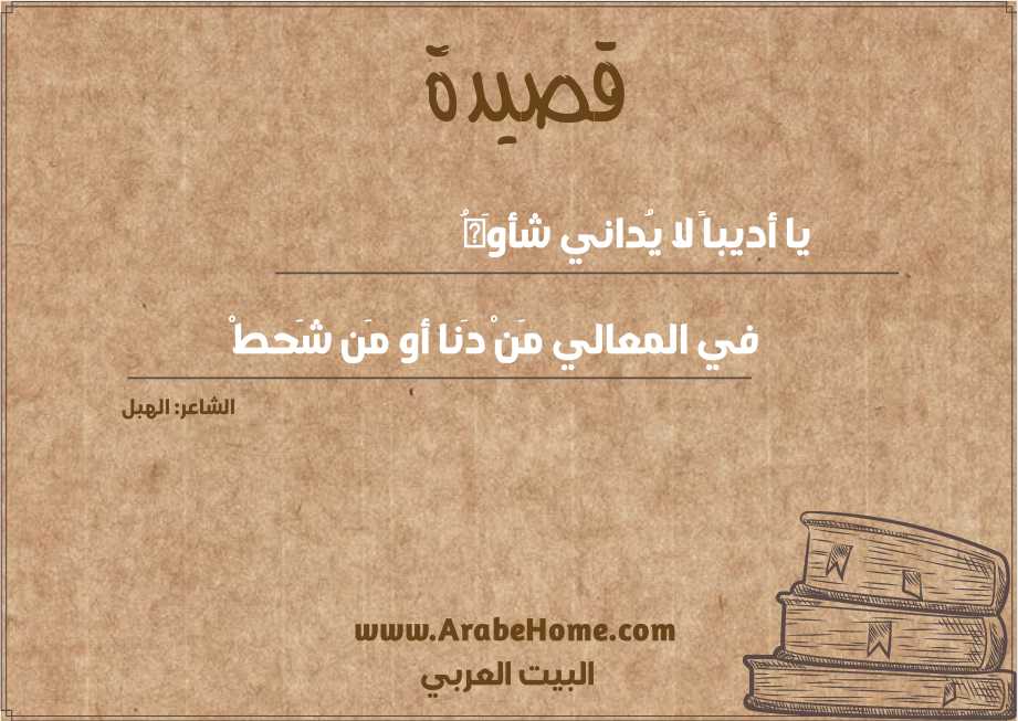 يا أديباً لا يُداني شأوَهُ