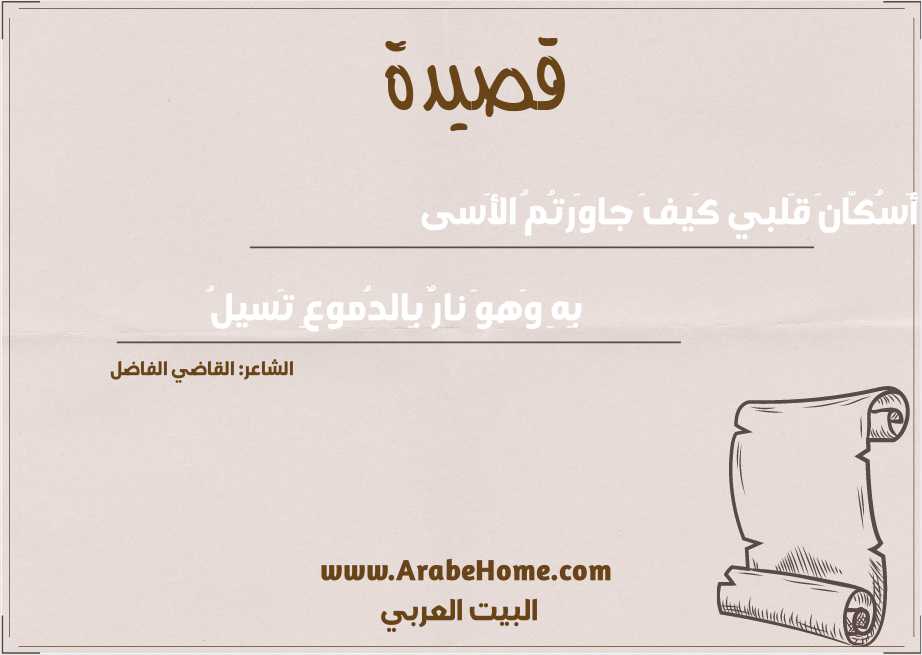 أَسُكّانَ قَلبي كَيفَ جاوَرتُمُ الأَسى