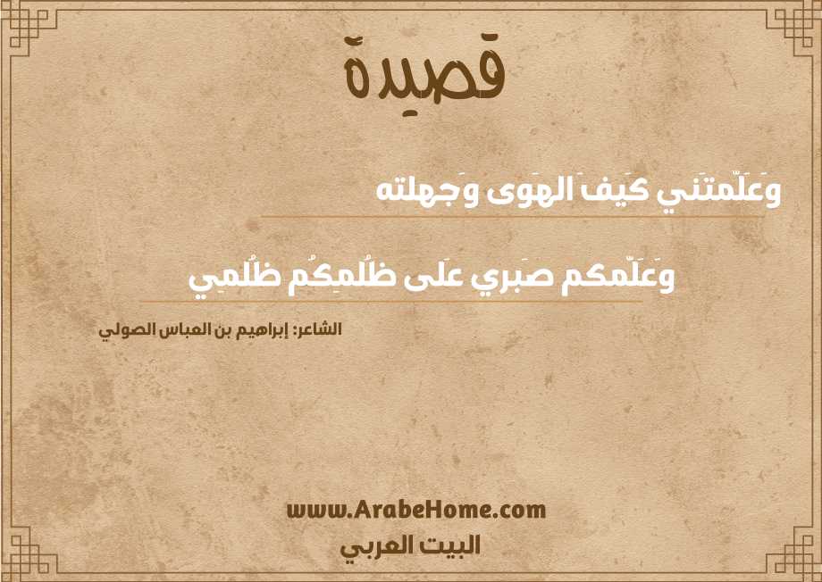 وَعَلّمتَني كَيفَ الهَوى وَجهلته