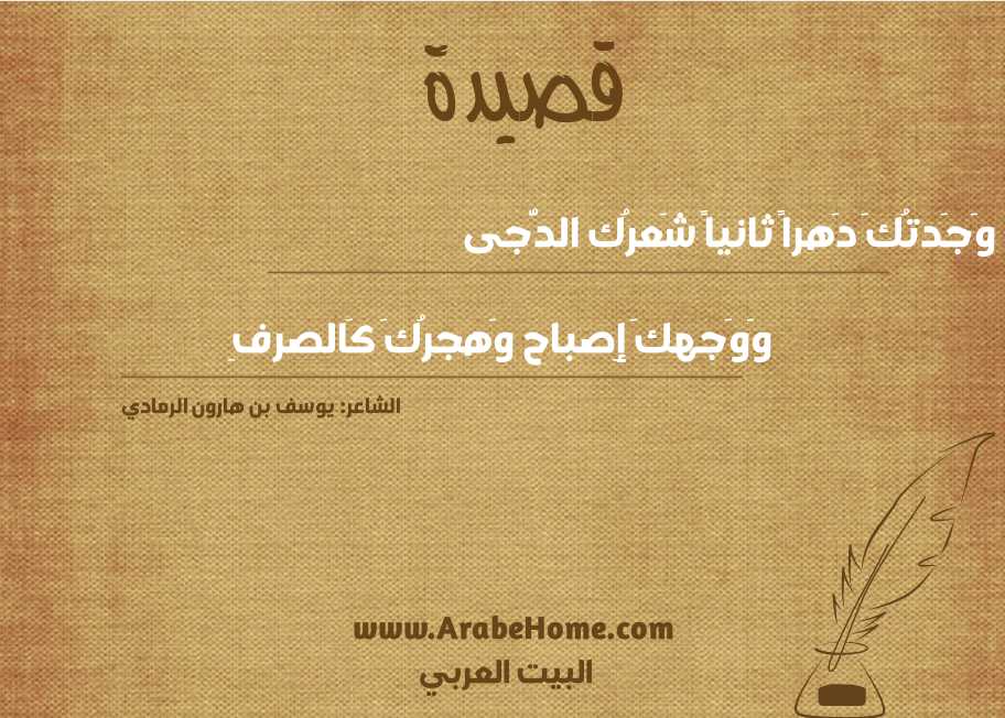 وَجَدتُكَ دَهراً ثانياً شَعرُك الدُّجى