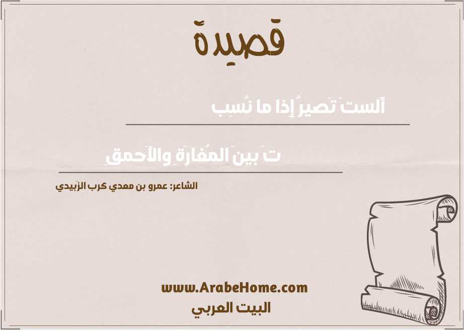 قصيدة أَلستَ تَصيرُ إِذا ما نُسِب